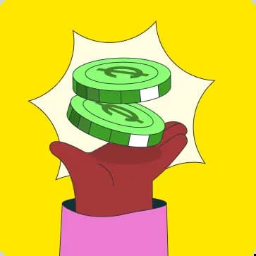 Hand catching coins